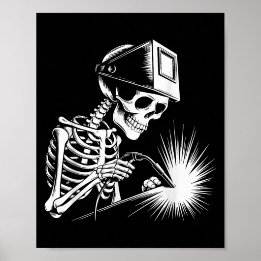 Grappige Skeleton Welding Lovers Spooky Halloween Poster (Voorkant)