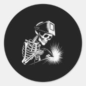 Grappige Skeleton Welding Lovers Spooky Halloween  Ronde Sticker (Voorkant)