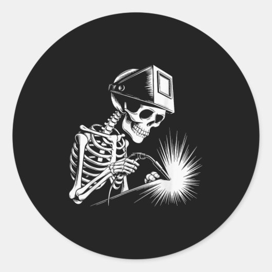 Grappige Skeleton Welding Lovers Spooky Halloween  Ronde Sticker (Voorkant)