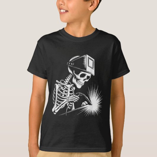 Grappige Skeleton Welding Lovers Spooky Halloween  T-shirt (Voorkant)