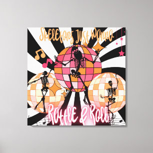 Grappige Skeletons Wil Gewoon Rattle & Roll Stretc Canvas Afdruk