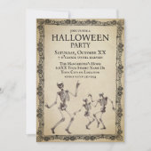 Grappige Skeletten Dansen  Halloween Party Kaart (Voorkant)