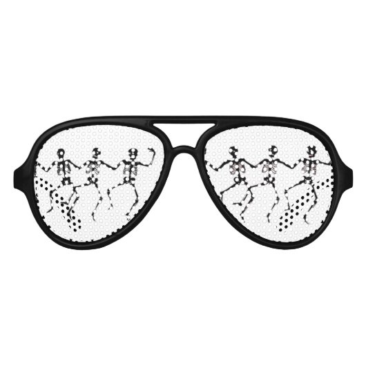 GRAPPIGE SKELETTEN DANSEN, SKELET AVIATOR ZONNEBRIL (Voorkant)