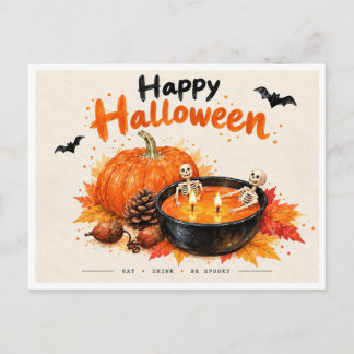 Grappige Skeletten Gelukkig Halloween Ansichtkaart Feestdagenkaart