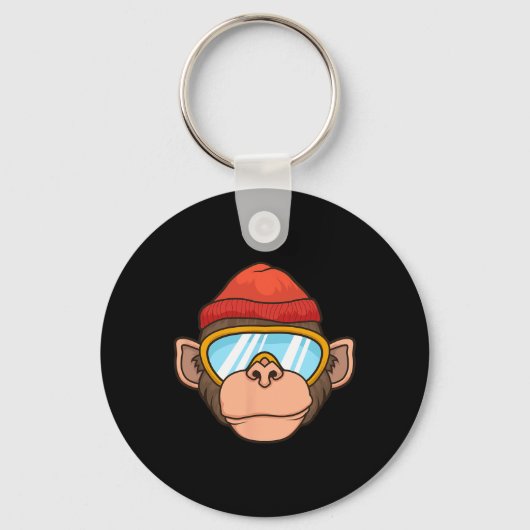 Grappige Ski Aap Bril Gorilla Skiën Berg G Sleutelhanger (Voorkant)