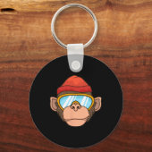 Grappige Ski Aap Bril Gorilla Skiën Berg G Sleutelhanger (Voorkant)