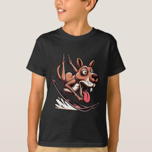 Grappige ski hond downhill crash sneeuwsport t-shirt