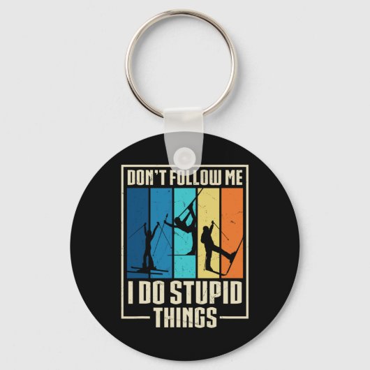 Grappige Ski Retro Vintage Sleutelhanger (Voorkant)