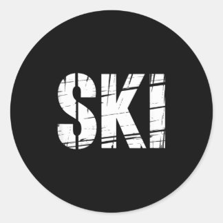 Grappige ski spreuk distressed outdoor grap mannen ronde sticker