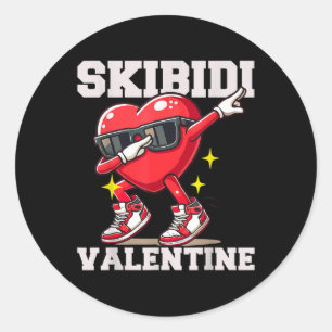 Grappige Skibidi Valentijn Dabbing Hart Valentijns Ronde Sticker