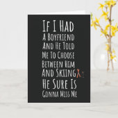 Grappige Skicaart Voor Vrouwelijke Skiloper Skiën  Kaart (Gele Bloem)