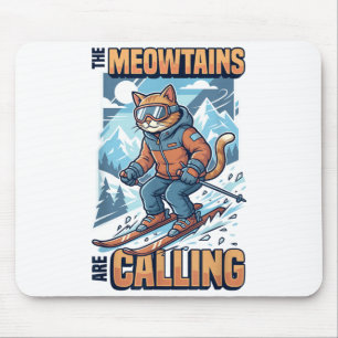 Grappige skicatte de meowtains roepen muismat