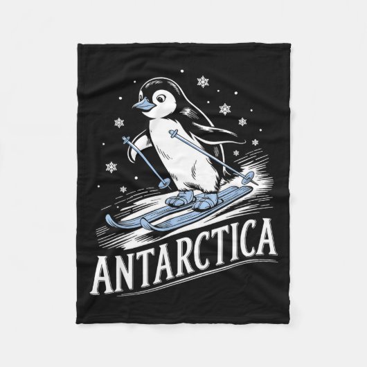Grappige skïerende pinguïn antarctica wintervakant fleece deken (Voorkant)