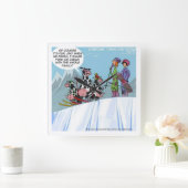Grappige Skikoeien Wandklok (Huis)