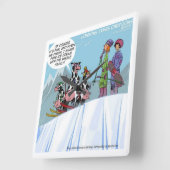 Grappige Skikoeien Wandklok (Hoek)
