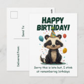 Grappige skunk verjaardag te laat briefkaart (Voorkant / Achterkant)