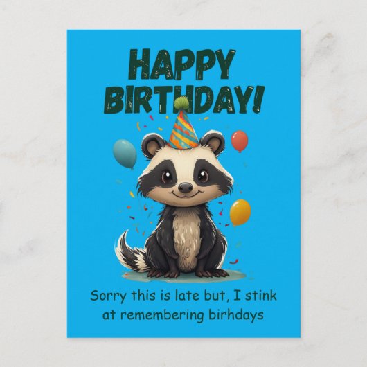 Grappige Skunk Verjaardag Vergeten Briefkaart (Voorkant)