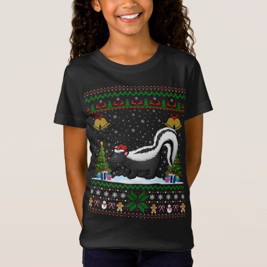 Grappige Skunks Xmas Gift Santa Hoed Lelijke Skunk T-shirt (Voorkant)
