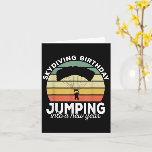 Grappige Skydiver Retro Design Skydiving Verjaarda Kaart (Gele Bloem)