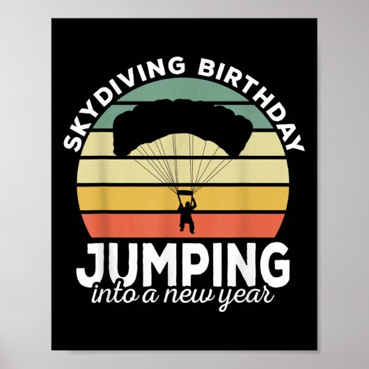 Grappige Skydiver Retro Design Skydiving Verjaarda Poster (Voorkant)