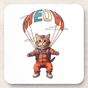 Grappige skydiving kat bier onderzetter