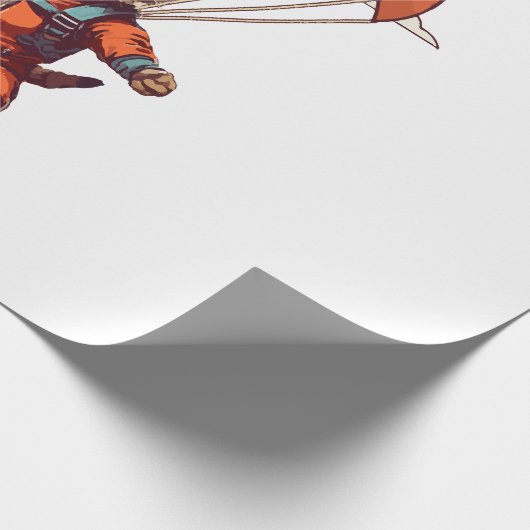 Grappige skydiving kat cadeaupapier (Hoek)