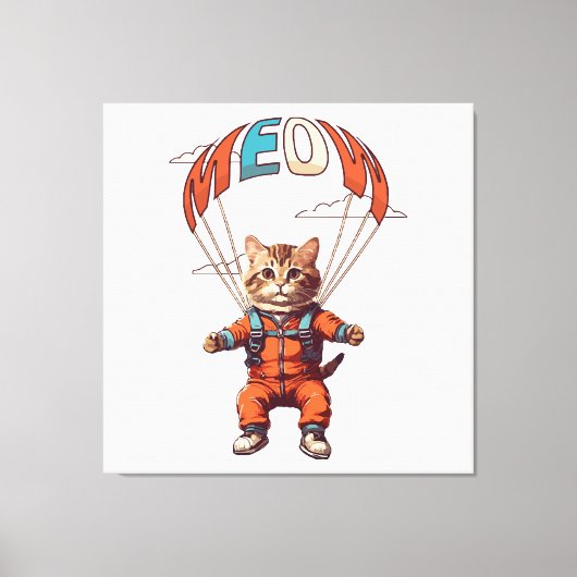 Grappige skydiving kat canvas afdruk (Voorkant)