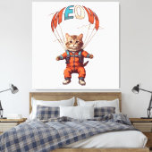 Grappige skydiving kat canvas afdruk (Insitu (Slaapkamer))