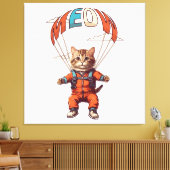 Grappige skydiving kat canvas afdruk (Insitu (Woonkamer))