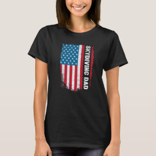Grappige Skydiving Vader Amerika Vs Vlag Patriot V T-shirt