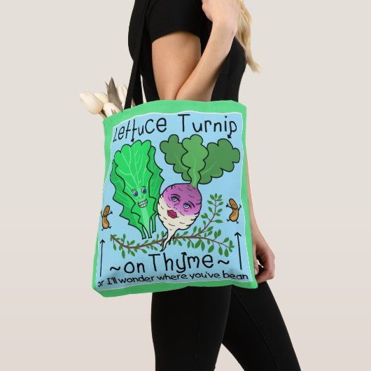 Grappige sla plantaardige woordspeling elementaire tote bag (Dichtbij)