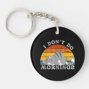 Grappige Slaapkat Ik doe 's ochtends geen Mannen V Sleutelhanger