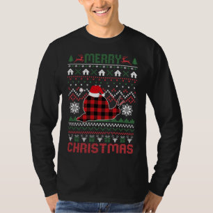 Grappige slak lelijke kerst rode plaid lampjes tru t-shirt