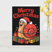 Grappige Slakkenkerstmanhoofdieren Dierenliefhebbe Kaart (Gele Bloem)