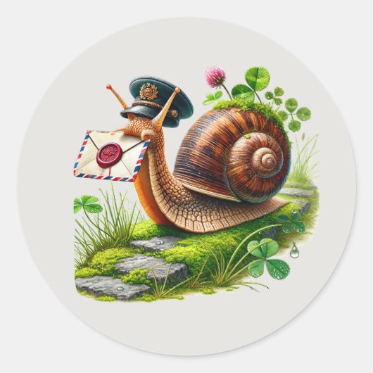 Grappige slakkenpost ronde sticker (Voorkant)