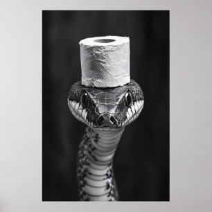 Grappige Slang Badkamer Print, Toiletpapier Hoed Poster