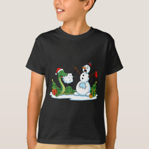 Grappige Slang Sneeuwman Kerstboom Kerstmis Vrouwe T-shirt