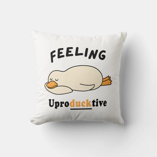 Grappige slapende eend meme over onproductiviteit kussen (Voorkant)
