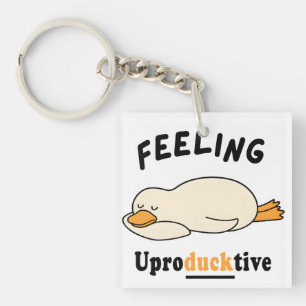 Grappige slapende eend meme over onproductiviteit sleutelhanger