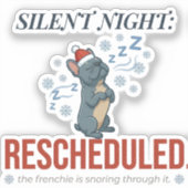 Grappige slapende Franse Christmas Sticker Kunst (Voorkant)
