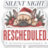 Grappige slapende Franse Christmas Sticker Kunst (Voorkant)