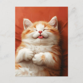 Grappige slapende kat met tong uit briefkaart