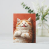 Grappige slapende kat met tong uit briefkaart (Staand voorkant)