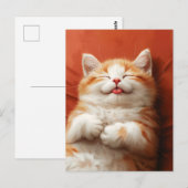 Grappige slapende kat met tong uit briefkaart (Voorkant / Achterkant)