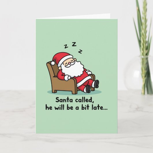 Grappige slapende kerstman kerstkaart kaart (Voorkant)