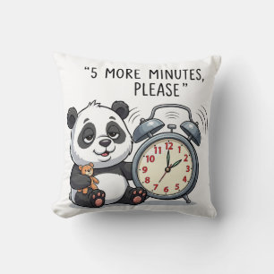 Grappige slapende panda-illustratie met wekker  kussen