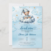 Grappige slapende teddybeer bewolkt negen Baby sho Kaart (Voorkant)