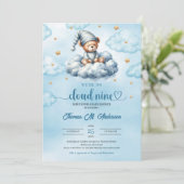 Grappige slapende teddybeer bewolkt negen Baby sho Kaart (Staand voorkant)