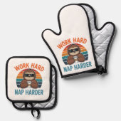 Grappige slaper sloth pot houders ovenwant & pannenlap set (Voorkant / Achterkant)