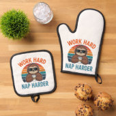 Grappige slaper sloth pot houders ovenwant & pannenlap set (Top down)